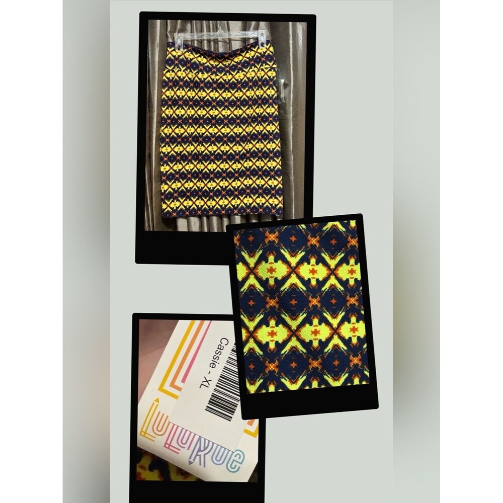 LuLaRoe Yellow and Navy Geometric Pencil Skirt↔️17↕️27 #1994